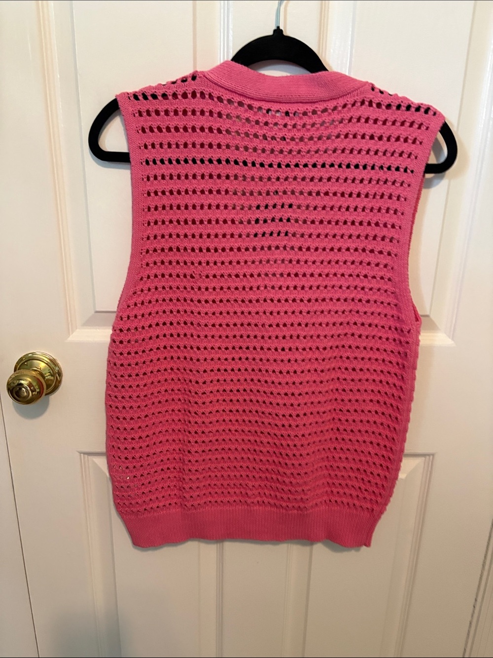 American Vintage Pink Openwork V-Neck Sweater Vest - Picture 5 of 6